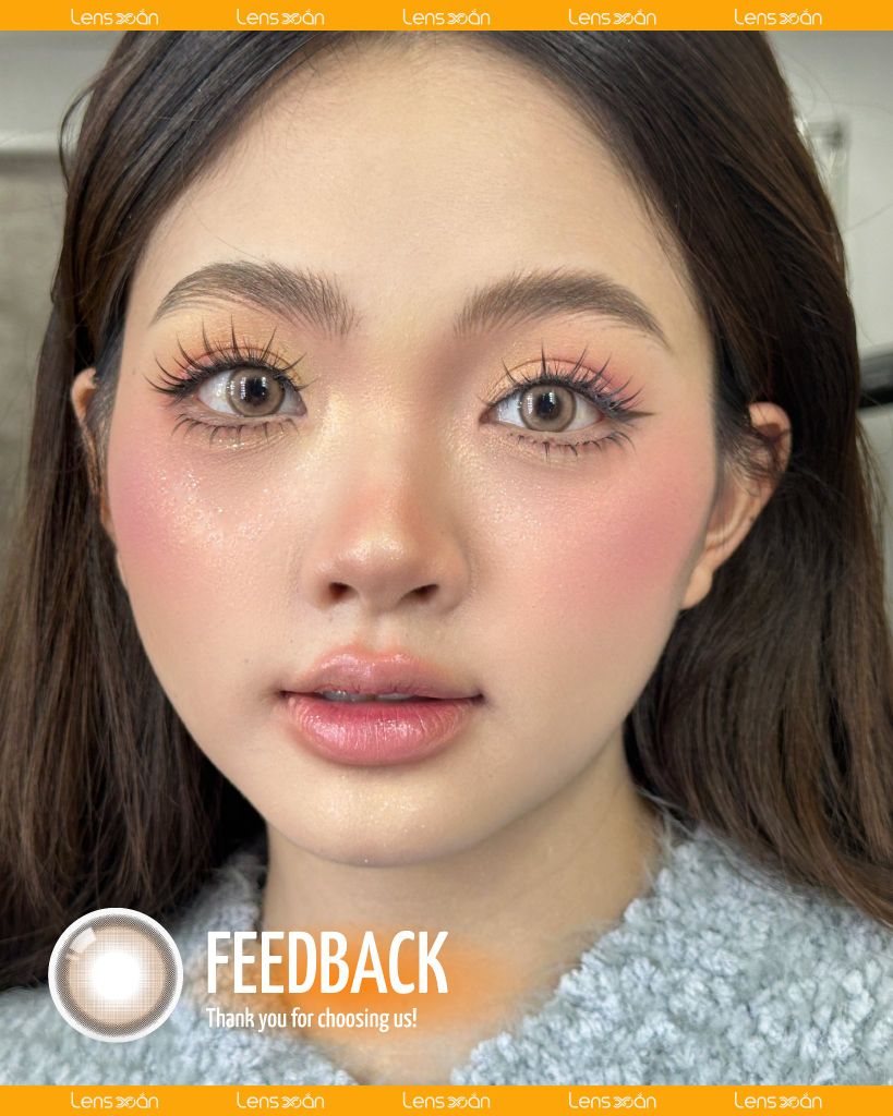 Lens Glint Brown nâu cát lạnh cá tính với viền dày nổi bật