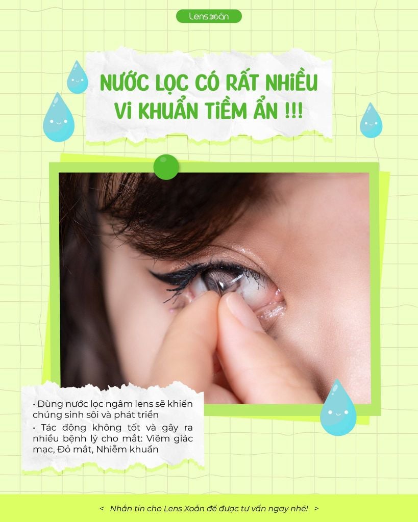 Ngâm kính áp tròng bằng nước lọc có an toàn không