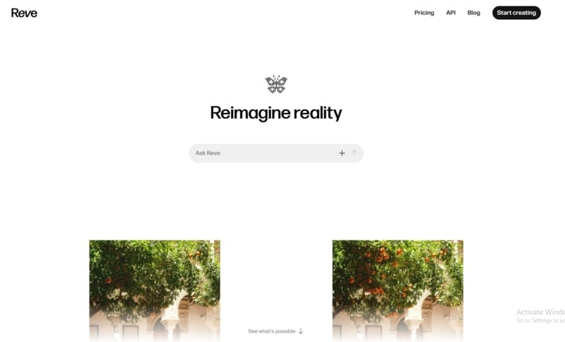 Giao diện công cụ AI tạo hình ảnh từ văn bản Reve