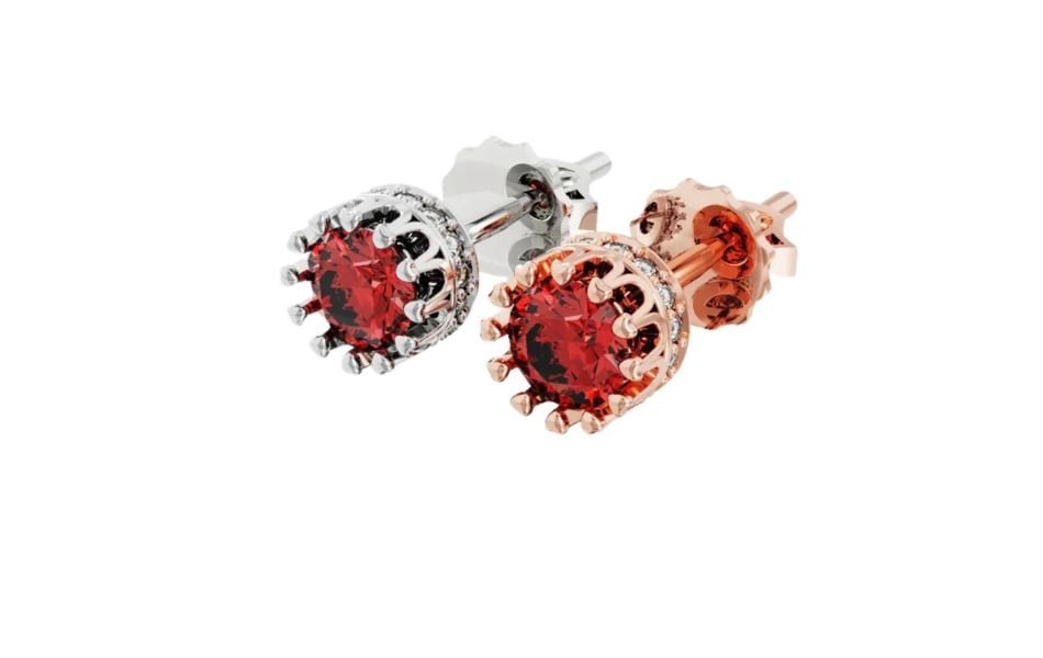 khuyên tai nam kim cương đỏ