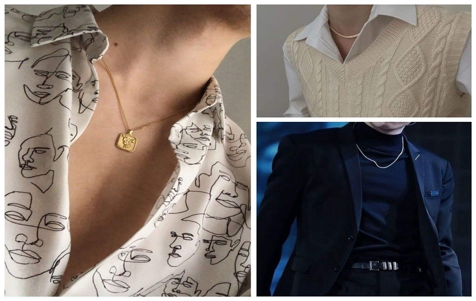 cách đeo dây chuyền đẹp cho nam