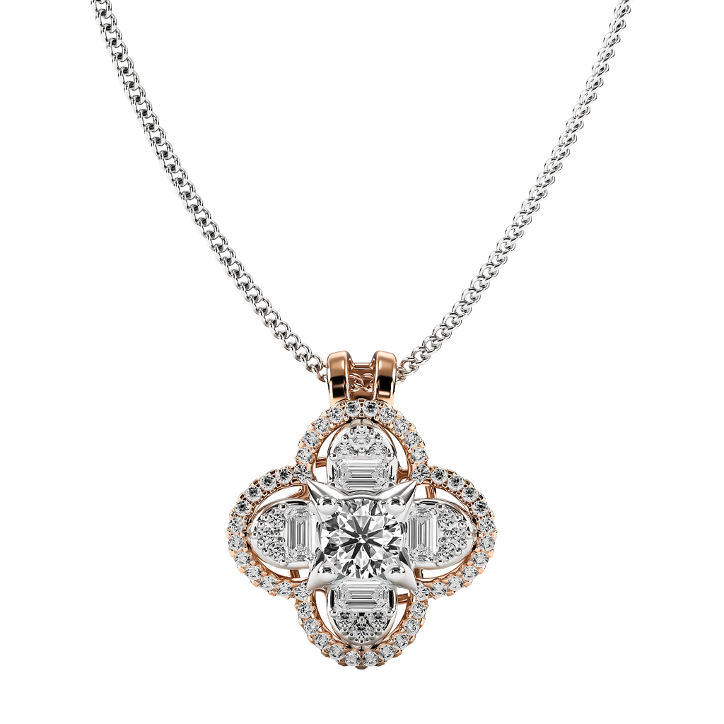 Mặt Dây Chuyền Cỏ 4 Lá Tại Jemmia Diamond Kết Hợp Kim Cương Baguette Và Kim Cương Round