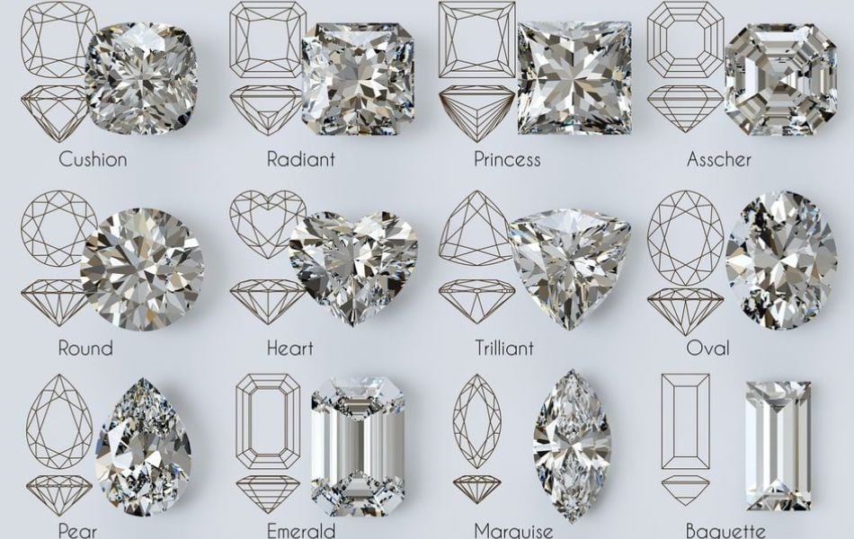 Bốn kiểu giác cắt hình khối vuông thịnh hành nhất hiện nay là Princess, Cushion, Radiant và Asscher Cut