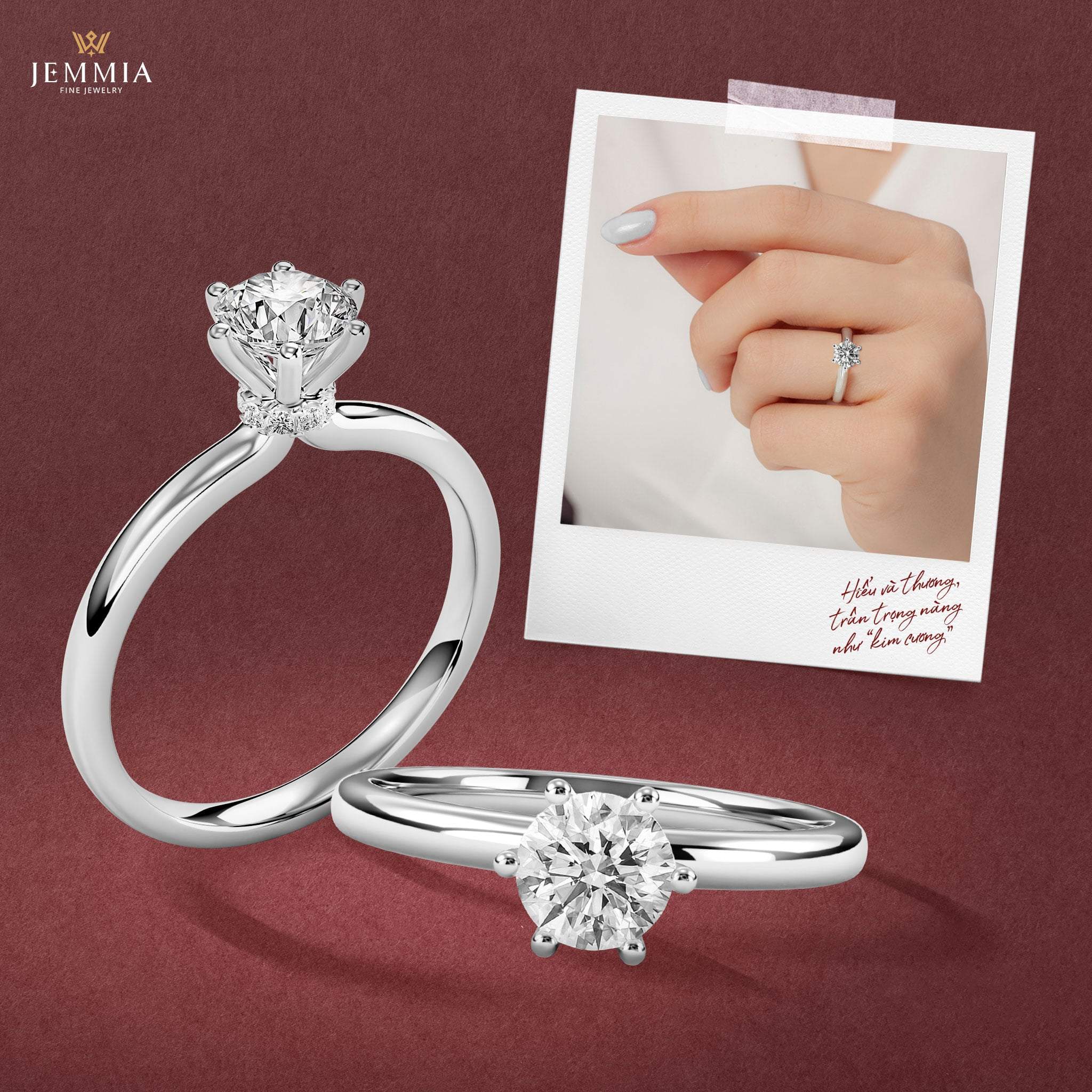 Nhẫn cưới kim cương solitaire