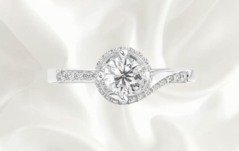 Nhẫn kim cương Halo minimalist