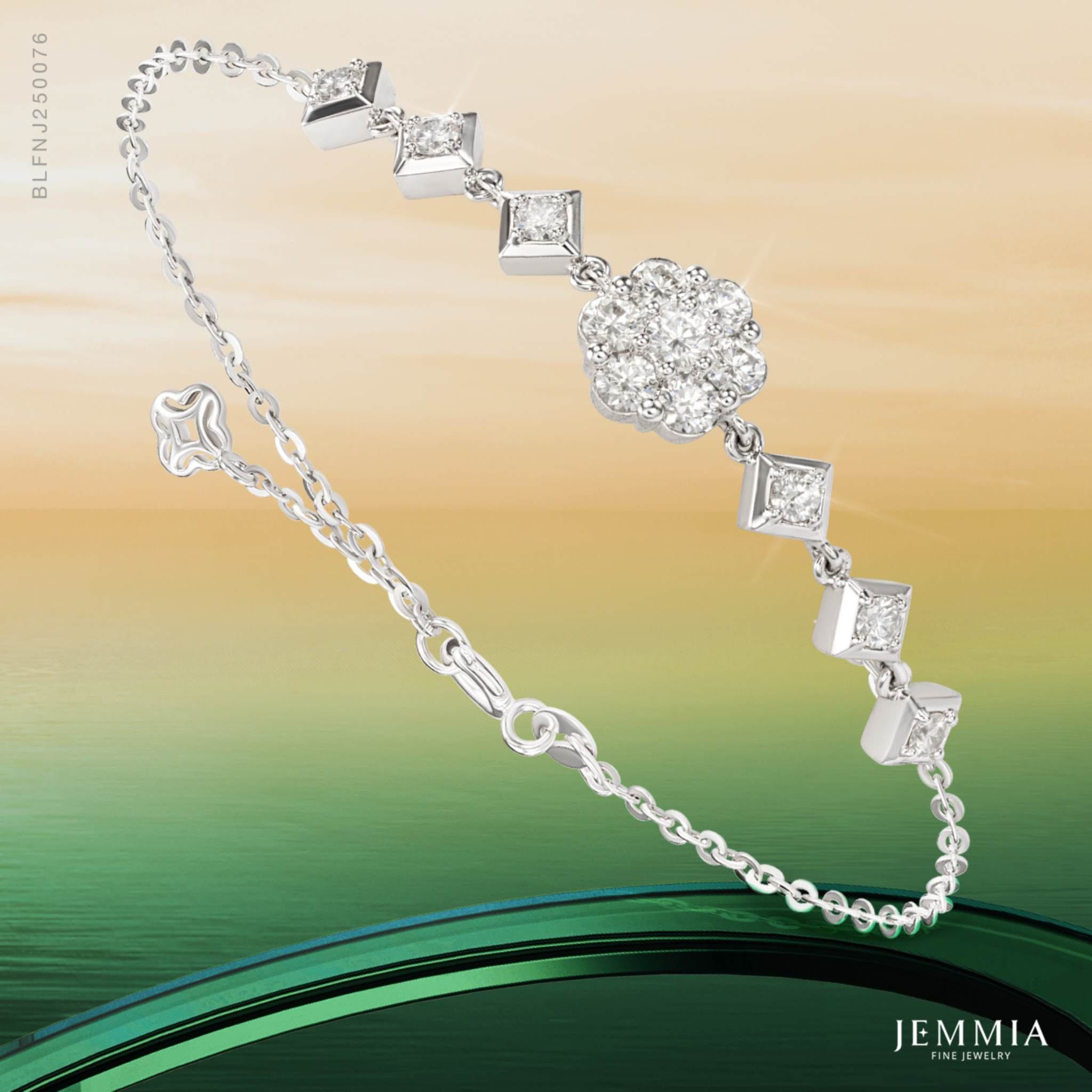 Lắc Tay Kim Cương Tự Nhiên Nữ - BLFNJ2500761, món quà trang sức 20/10 ý nghĩa