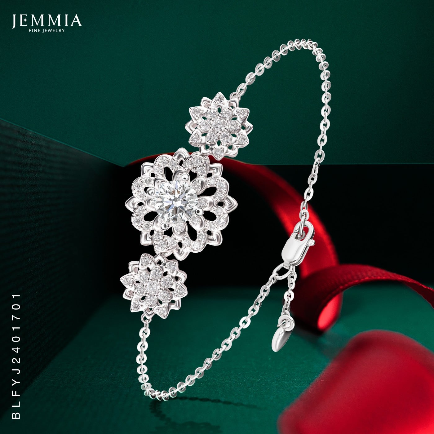 Vòng tay kim cương bông hoa cho nữ