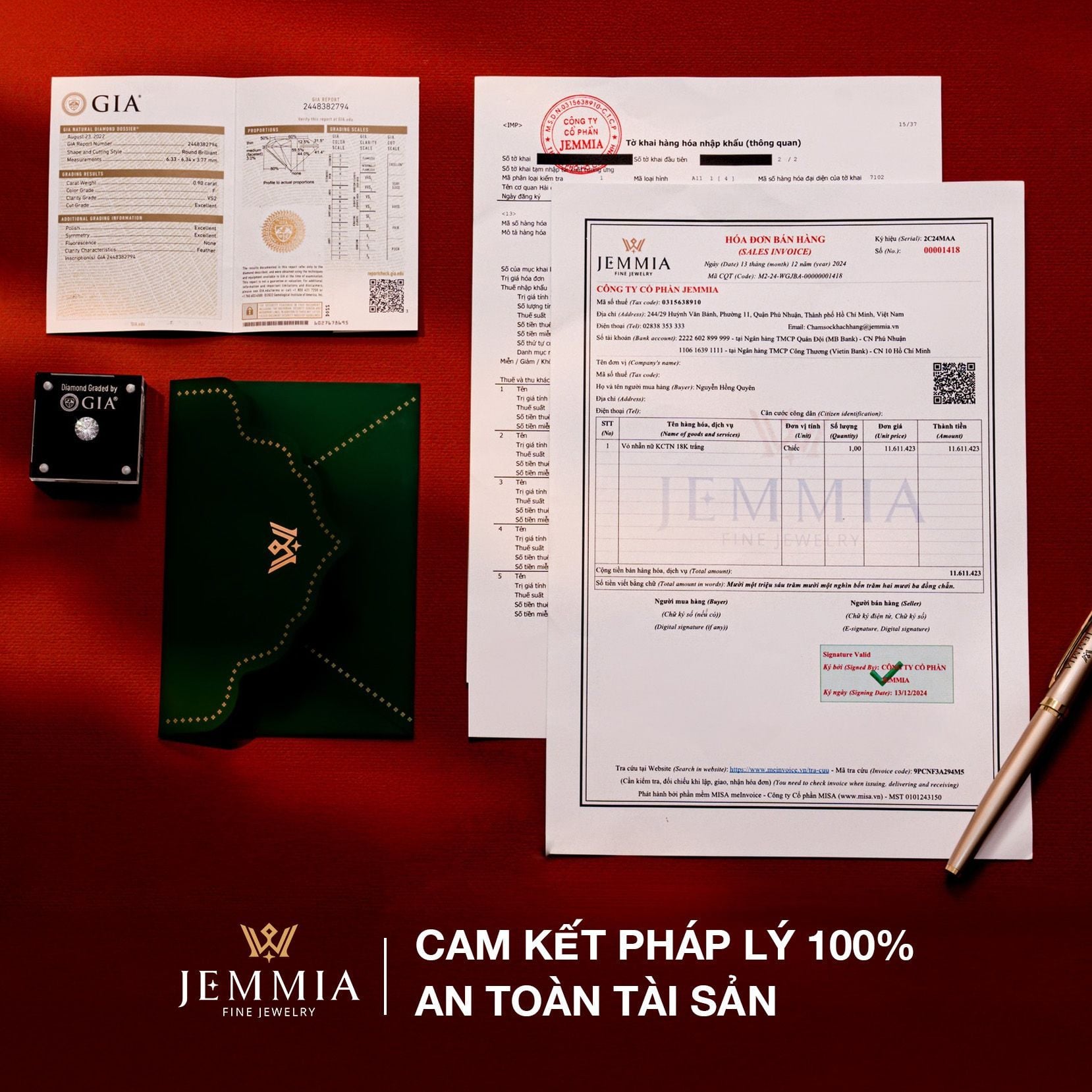 Kim cương Jemmia được&nbsp;nhập khẩu chính ngạch, pháp lý minh bạch