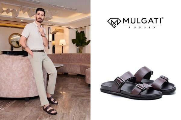 Outfit sandal nam dược phối với quần chinos/kaki