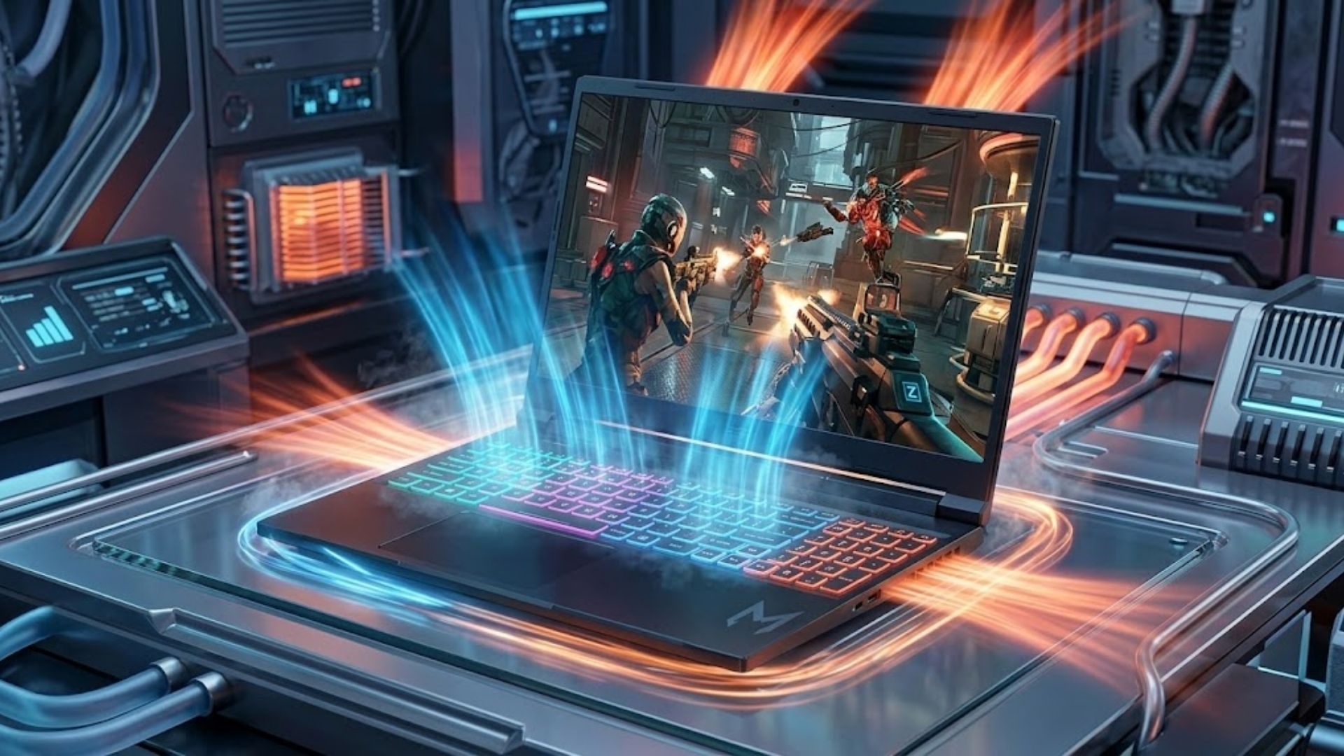Acer Nitro ProPanel 16S thiết kế 2 quạt và 4 khe thoát khí
