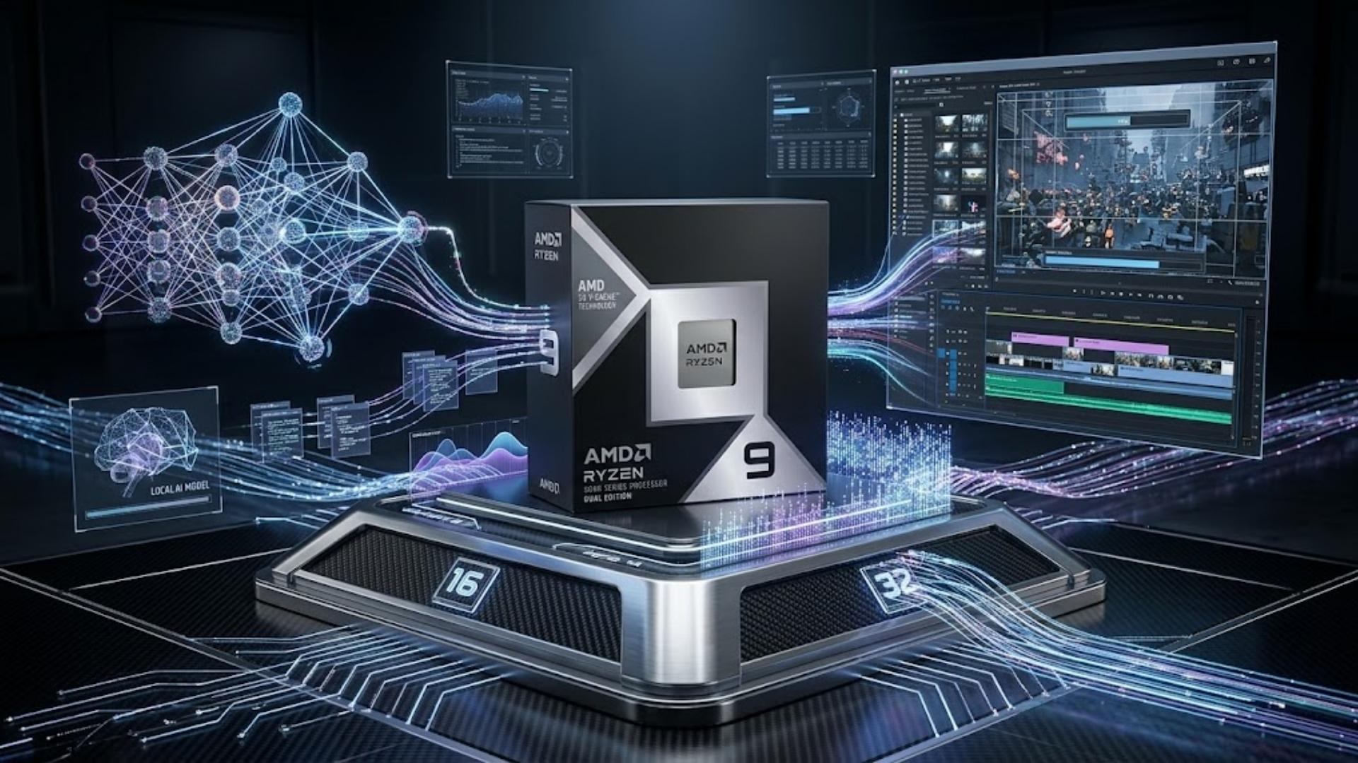 CPU AMD Ryzen 9 9950X3D2 Dual Edition - CPU tốt nhất cho Render AI và dựng phim 8K