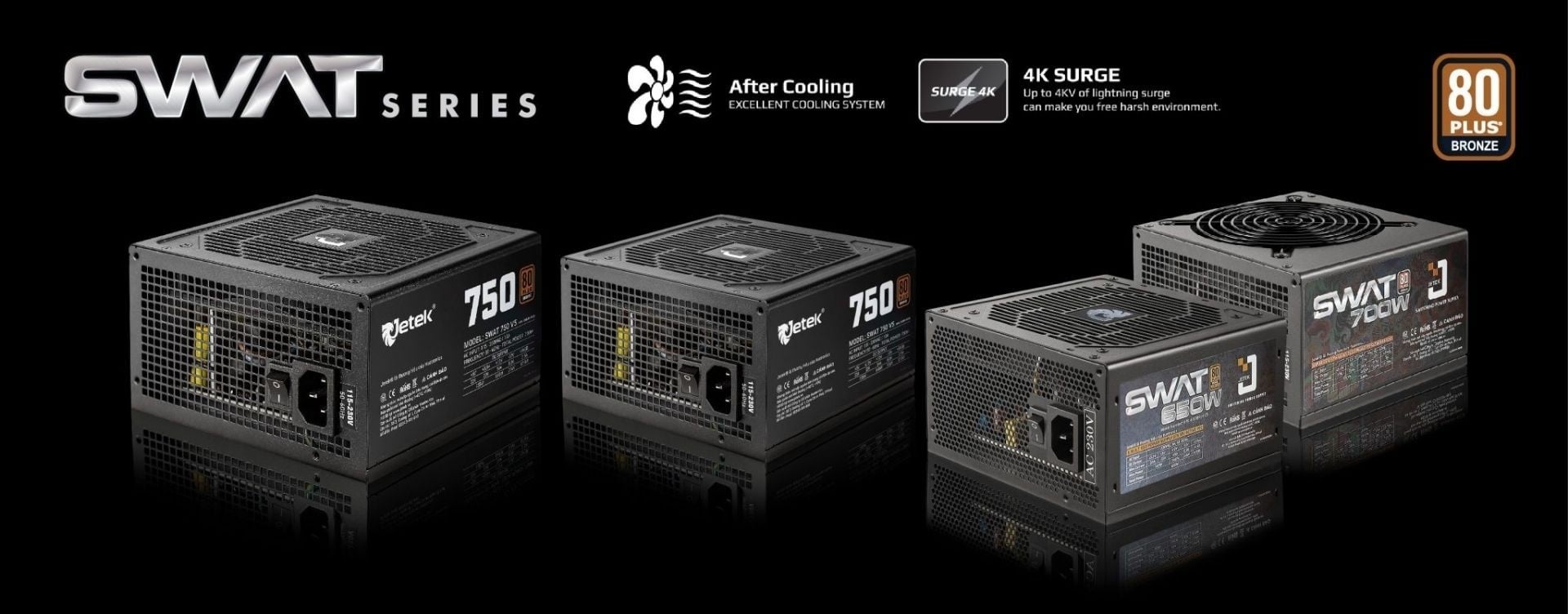 Các SP Nguồn Jetek đều đáp ứng được các tiêu chí khắt khe về Tiêu chuẩn ATX, Chứng nhận 80 Plus