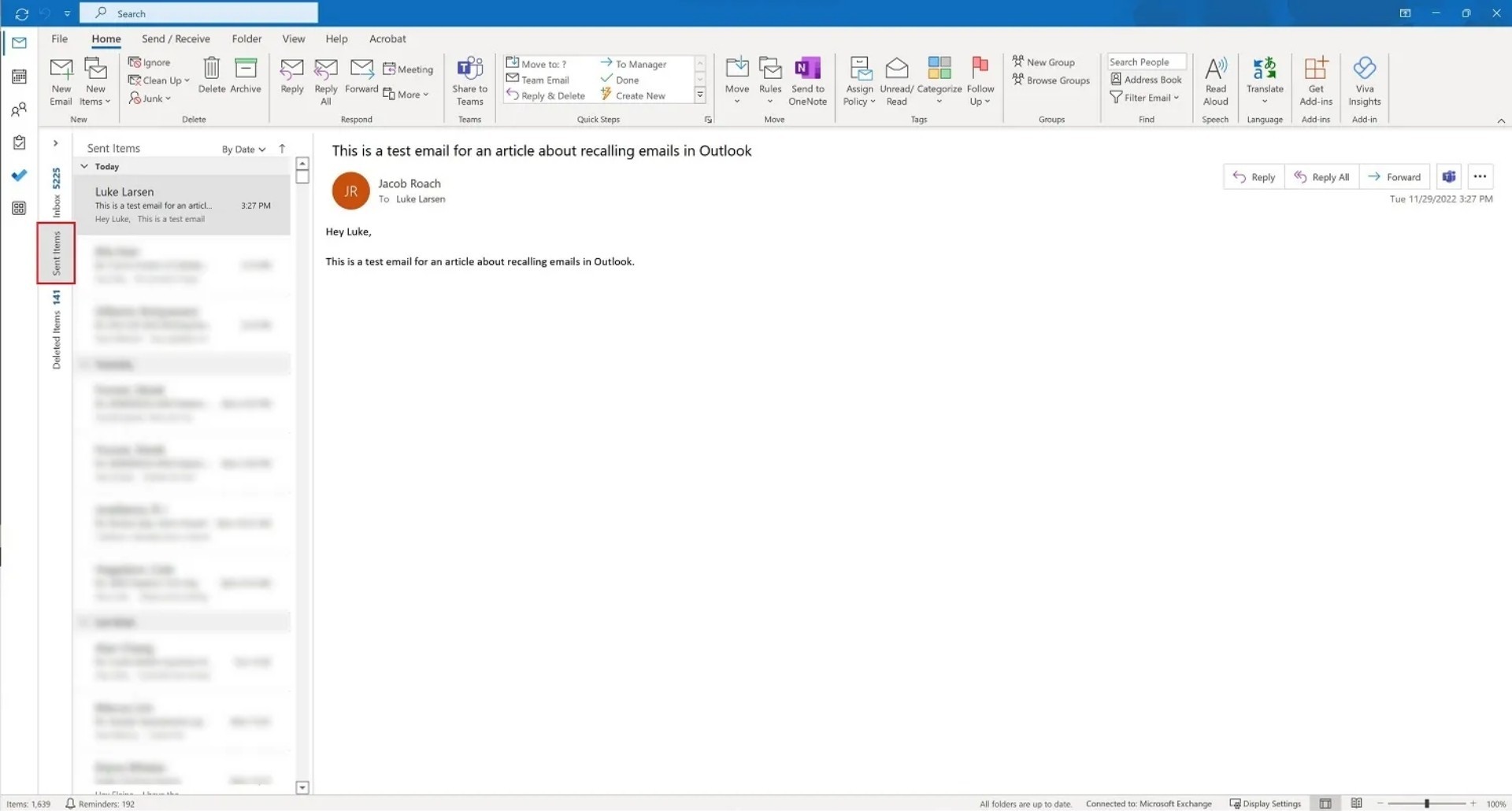Hướng Dẫn Chi Tiết&nbsp;Thu Hồi Email Đã Gửi Trong Outlook - Bước 1