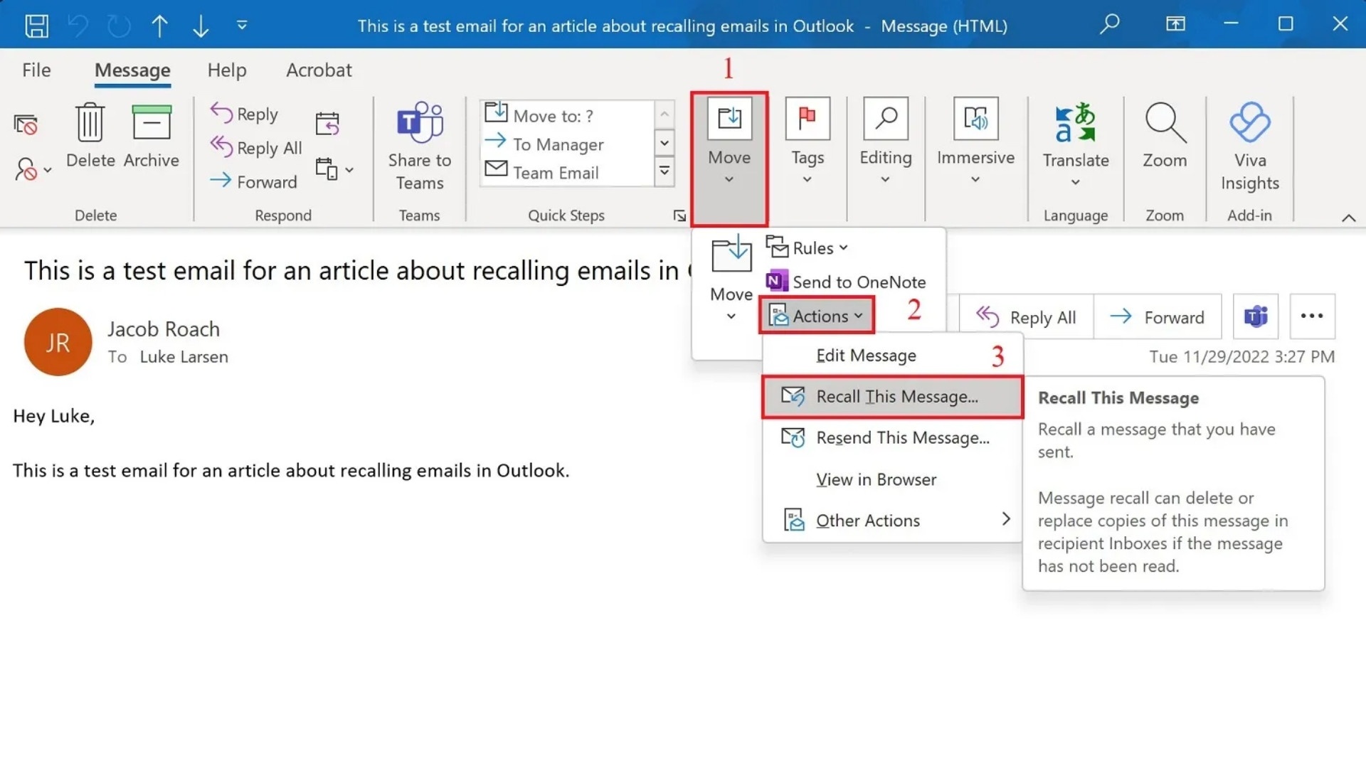 Hướng Dẫn Chi Tiết&nbsp;Thu Hồi Email Đã Gửi Trong Outlook - Bước 4