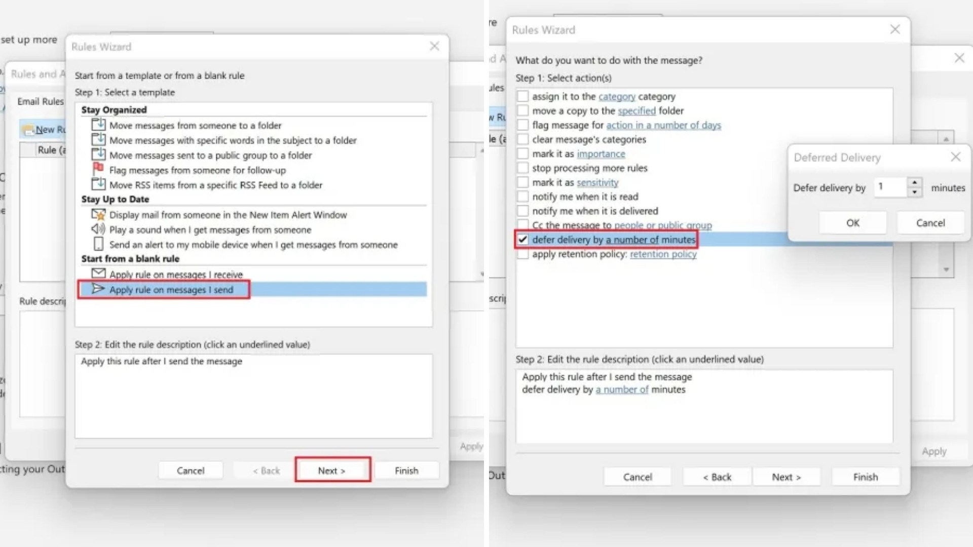 Thêm độ trễ email vào Outlook
