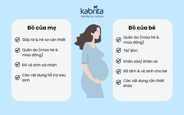 danh sách đồ đi sinh cho mẹ và bé
