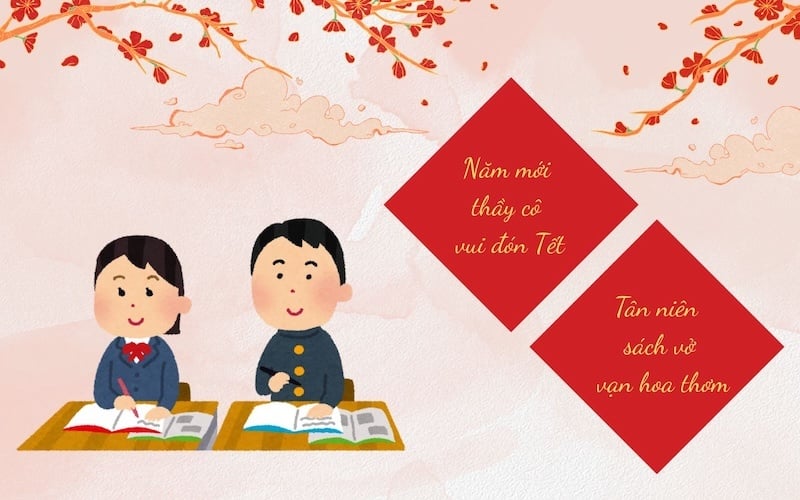 Mẫu câu đối tết vui tươi dành cho trường mầm non và học sinh