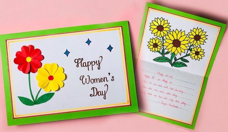 Mẫu thiệp 20/10 hoa nổi ấn tượng