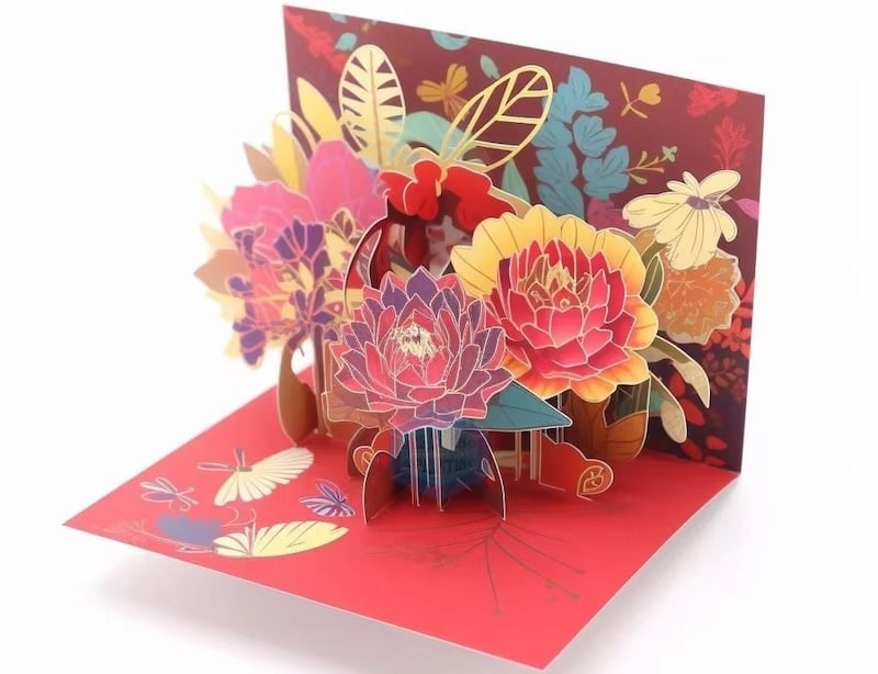 Cách làm thiệp tết 3D sinh động với hiệu ứng hoa nở