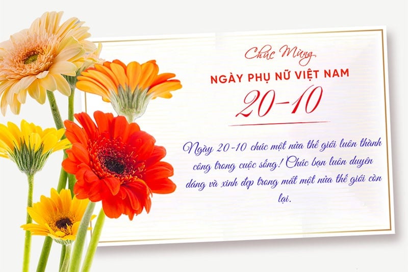 Mẫu thiệp chúc mừng ngày Phụ nữ Việt Nam 20/10 đẹp nhất