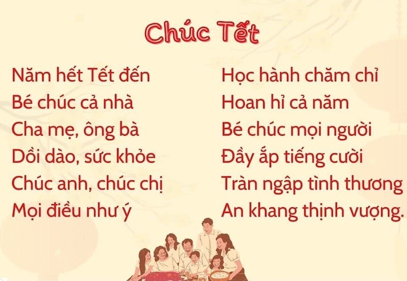 Mẫu thơ chúc tết 4 chữ dành riêng cho ông bà và cha mẹ