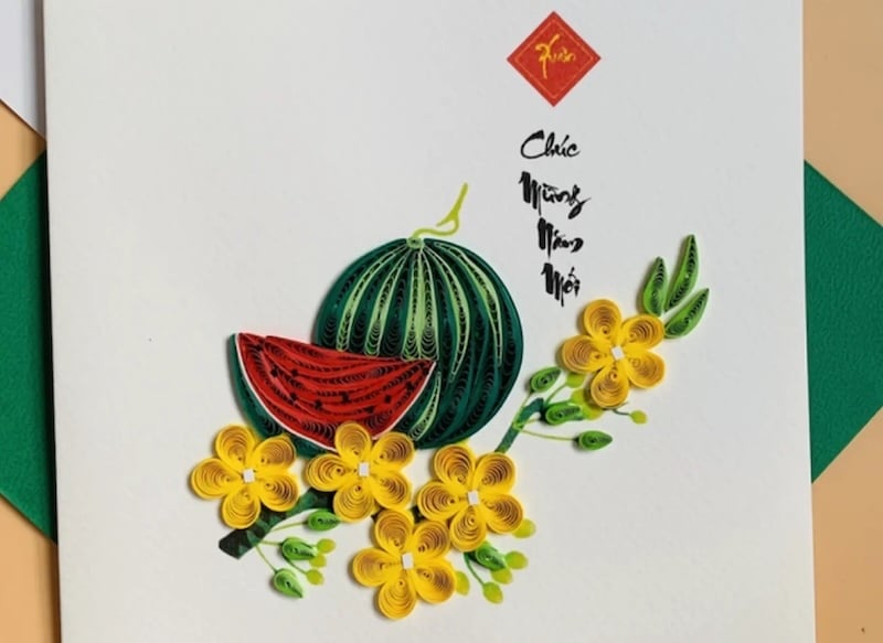 Vẽ thiệp tết bằng chữ thư pháp truyền thống đầy tinh tế