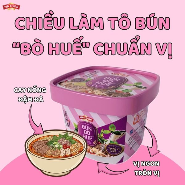 Hop Bun Bo Hue say thang hoa MD Food mau hong bat mat vi cay nong dam da tron vi cho bua xe