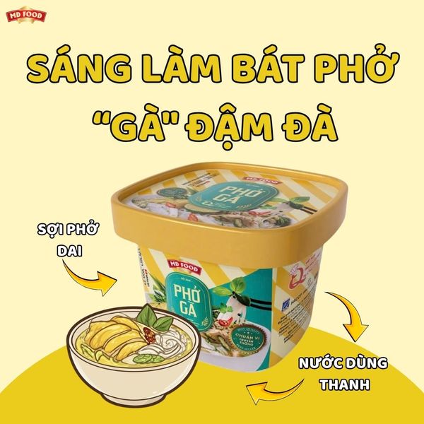 Bao bi hop Pho Bo say thang hoa MD Food chuan vi truyen thong cho bua trua van phong thom ngon