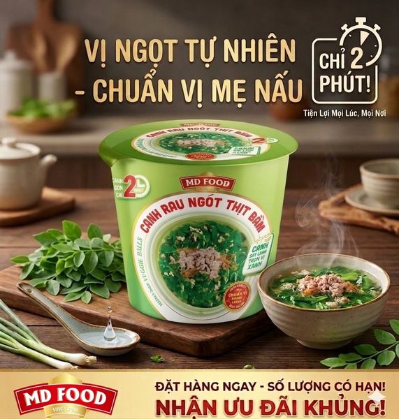 San pham canh rau ngot thit bam say thang hoa cua MD Food thanh mat tien loi cho dan van phong chi trong 2 phut