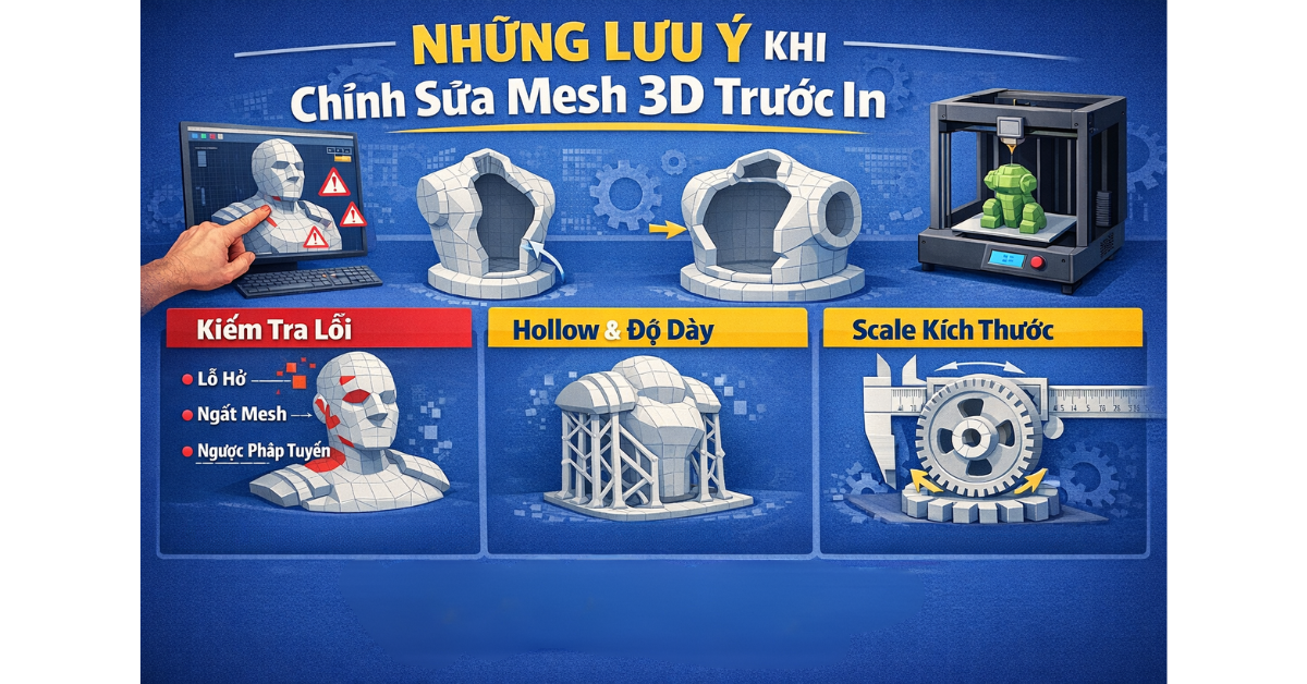 Hướng dẫn chi tiết cách chỉnh sửa mesh 3D trước in cho người mới