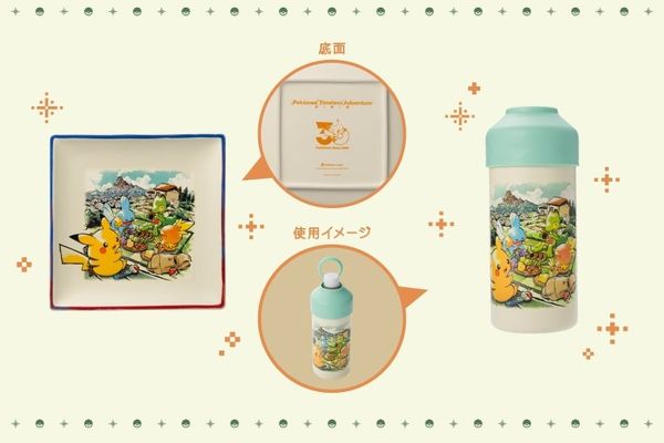 Lineup merch Pokémon Timeless Adventure Hoenn gồm clear file sticker keychain acrylic block roll cookie square plate và bottle holder