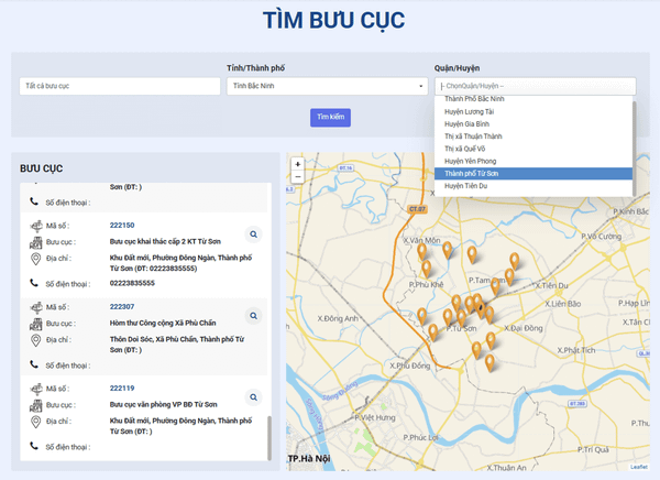Tra cứu bưu điện Từ Sơn