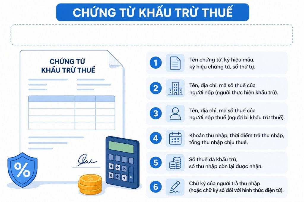 Nội dung chứng từ khấu trừ thuế theo quy định