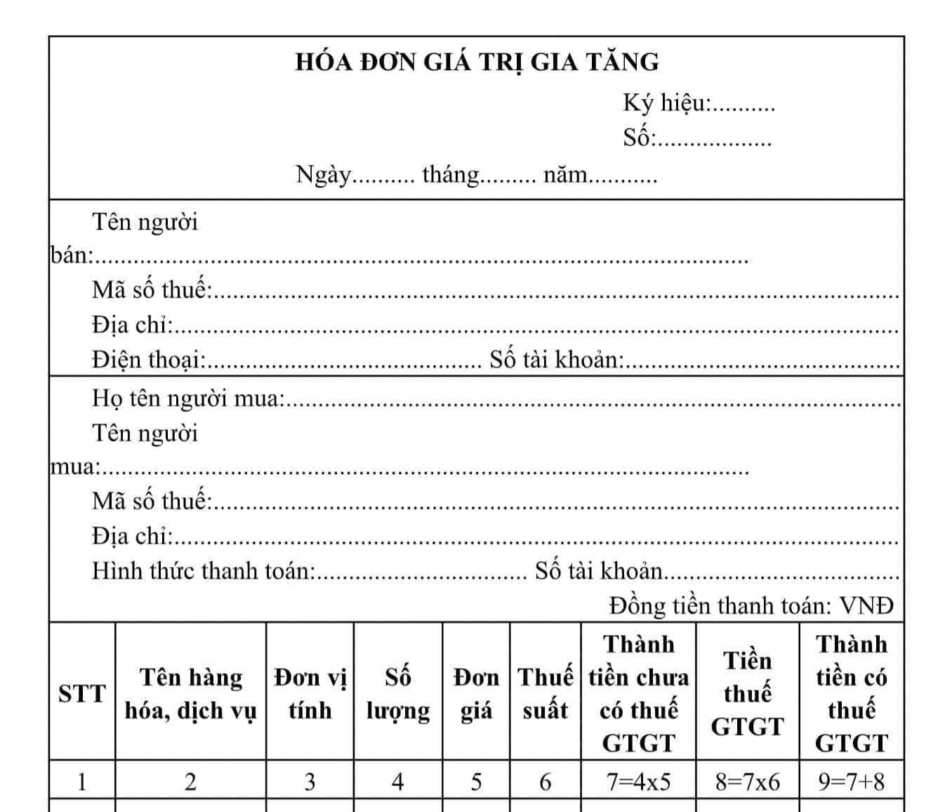 Mẫu hóa đơn vận chuyển 1