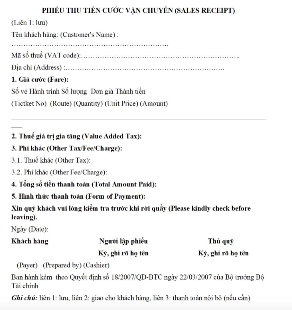 Mẫu hóa đơn vận chuyển 3
