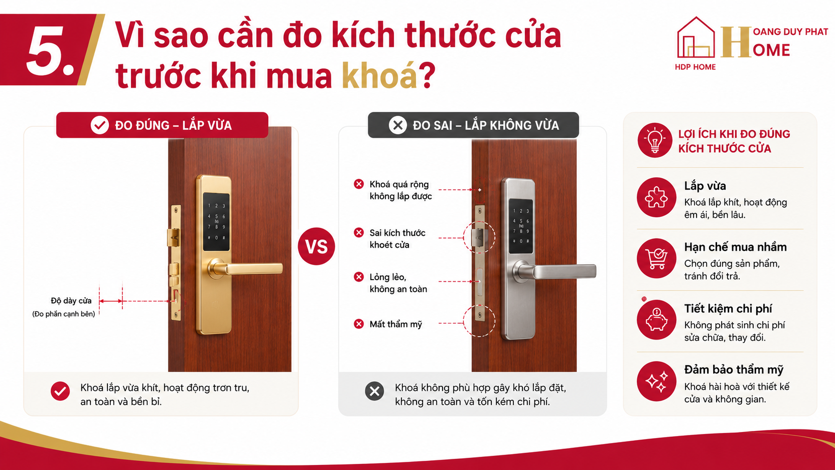 Vì sao cần đo kích thước cửa trước khi mua khoá