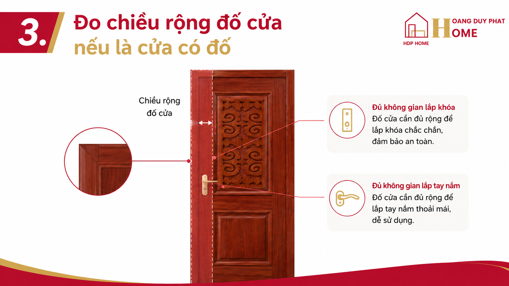 Đo chiều rộng đố cửa nếu là cửa có đố