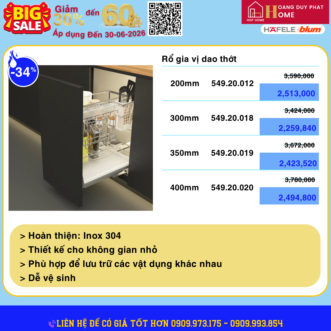 phụ kiện tủ bếp hafele khuyến mãi