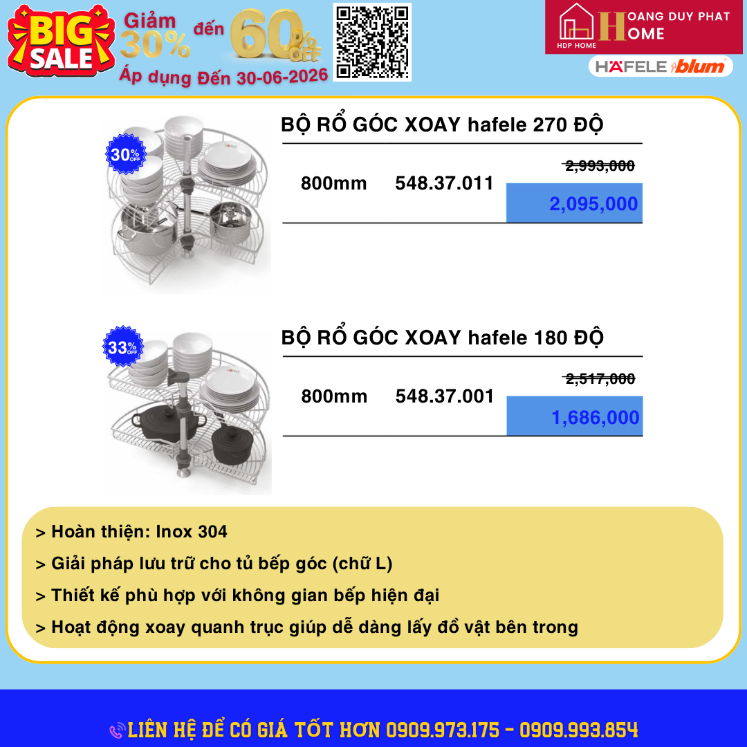 phụ kiện tủ bếp hafele khuyến mãi
