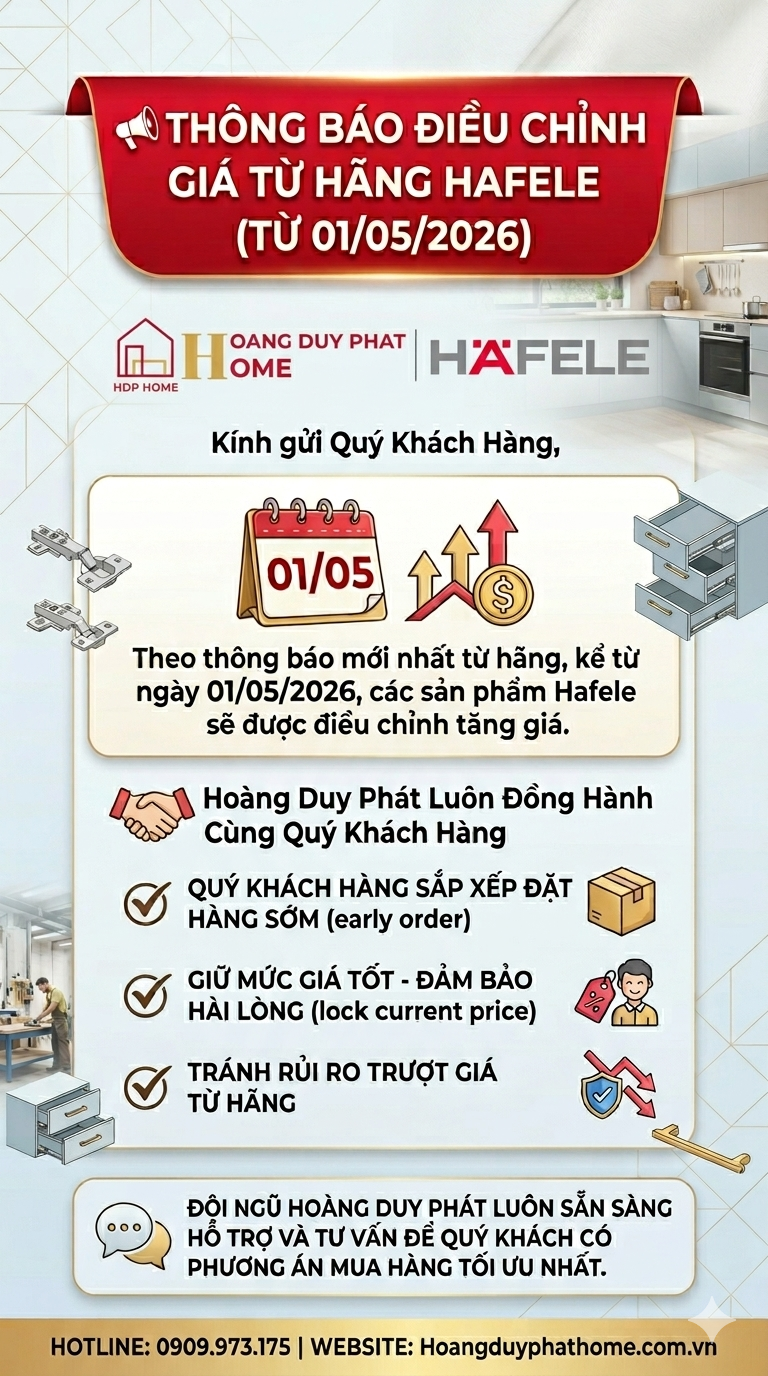 hafele thông báo tăng giá 2026