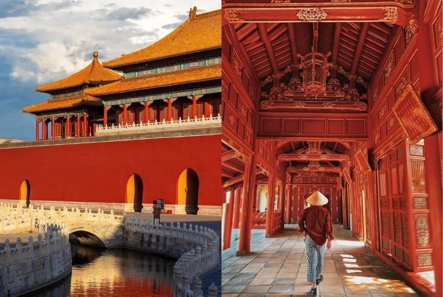 Kiến trúc mái ngói vàng đặc trưng của hoàng cung Trung Hoa