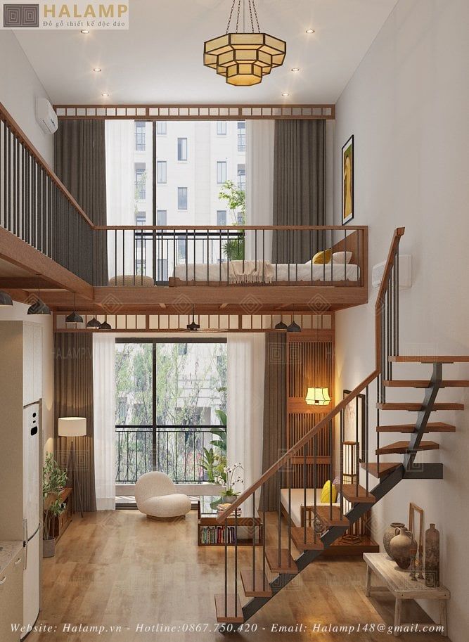 Không gian phòng khách phong cách Nhật trong căn hộ studio