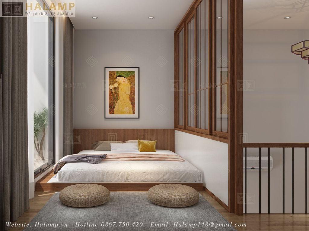 Thiết kế nội thất phòng ngủ căn hộ studio phong cách Nhật