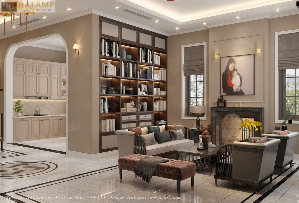 Thiết kế nội thất biệt thự Kim Bài - Thanh oai phong cách tân cổ điển hiện đại