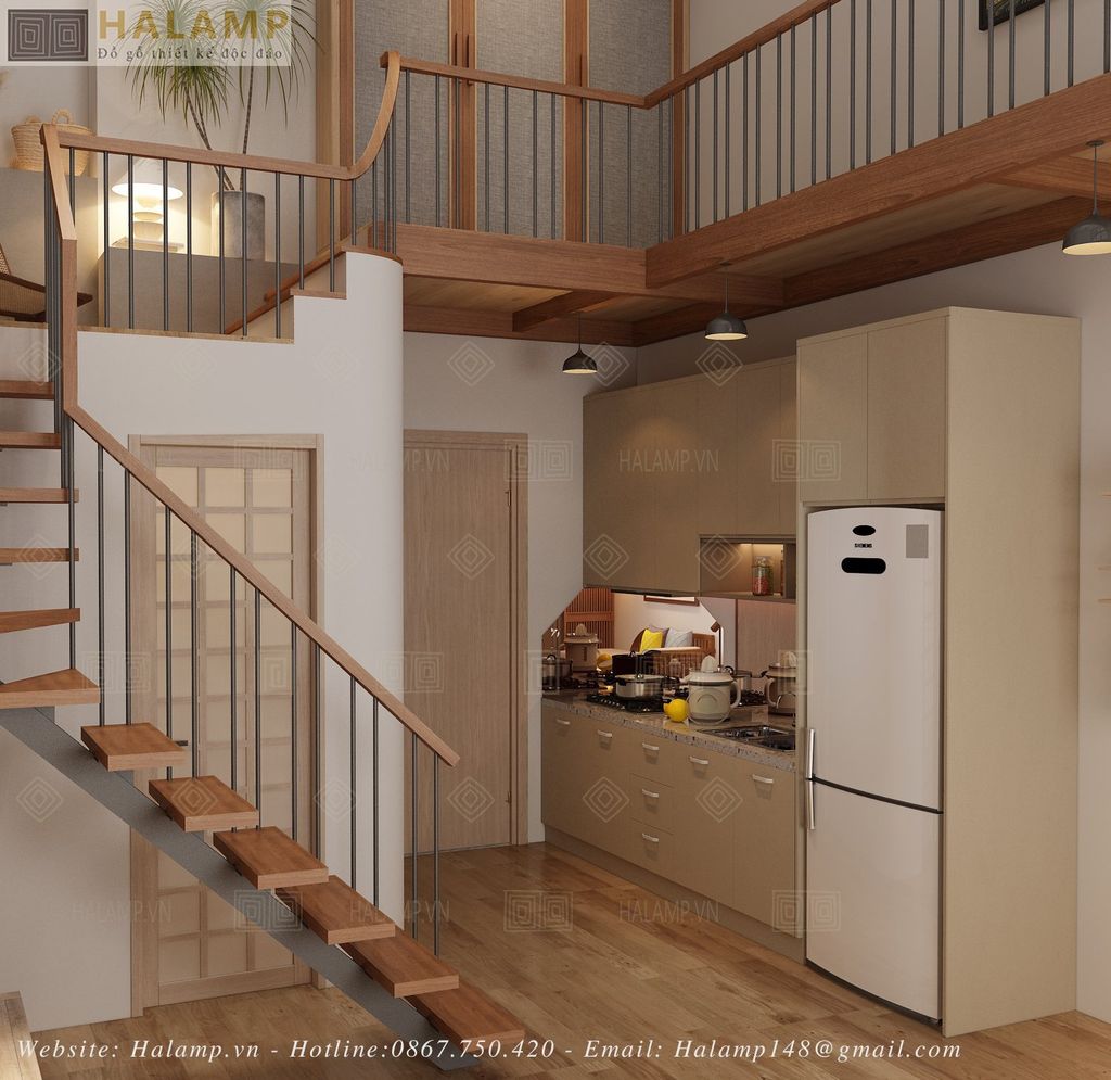 Không gian bếp trong căn hộ studio