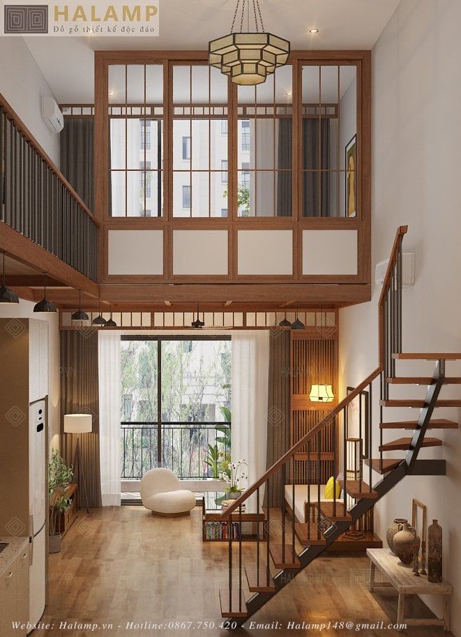 Không gian phòng khách phong cách Nhật trong căn hộ studio