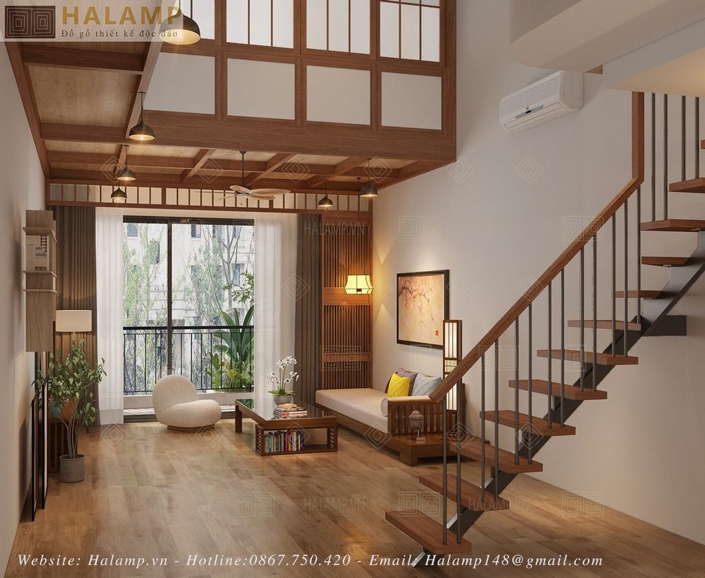 Không gian phòng khách phong cách Nhật trong căn hộ studio