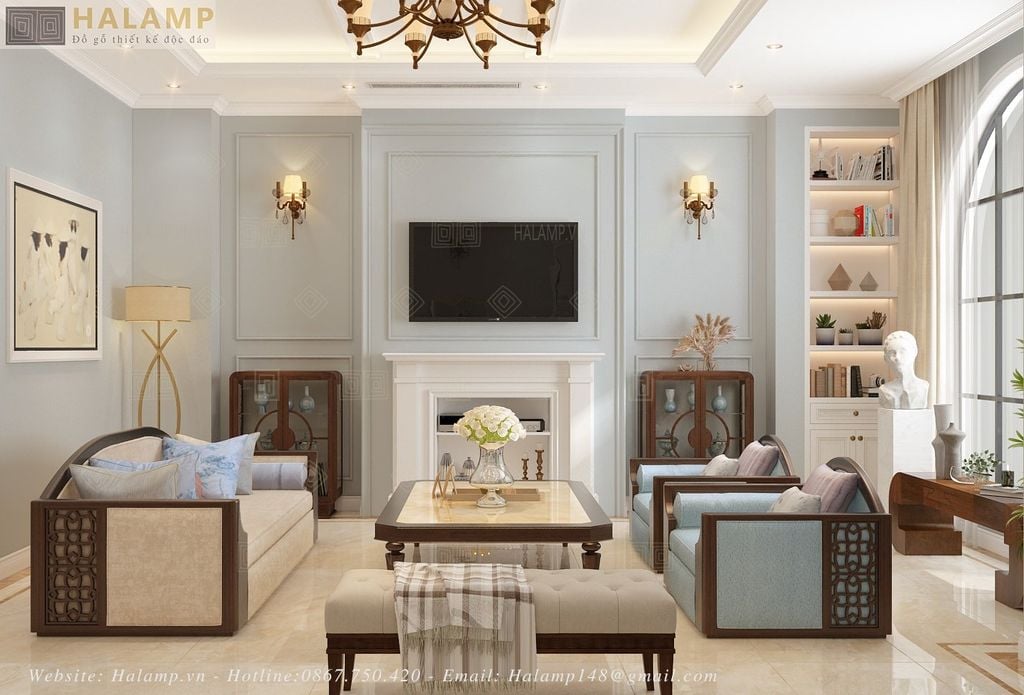 Thiết kế nội thất biệt thự Hado charm villas phong cách tân cổ điển nhẹ nhàng