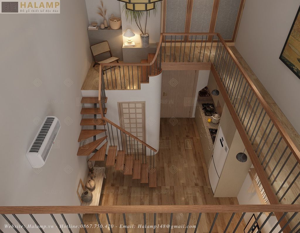 Khoảng thông tầng trong căn hộ studio phong cách Nhật