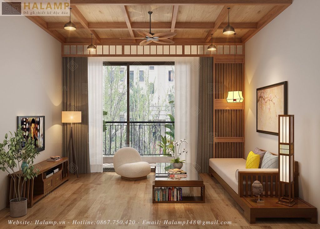 Không gian phòng khách phong cách Nhật trong căn hộ studio